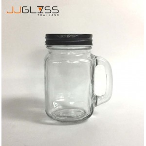 AMORN_ Mason Jar 450 Black - 16 oz. Handmade Colour Water Glass (450 ml.)